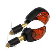 MCS Full size bulls-eye in-bar turn signals - Black - Amber lens