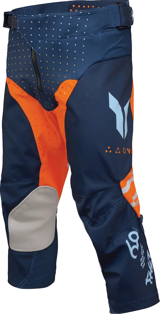 Thor Youth Launchmode Futura Racewear Pants - Light Blue/Orange/Navy