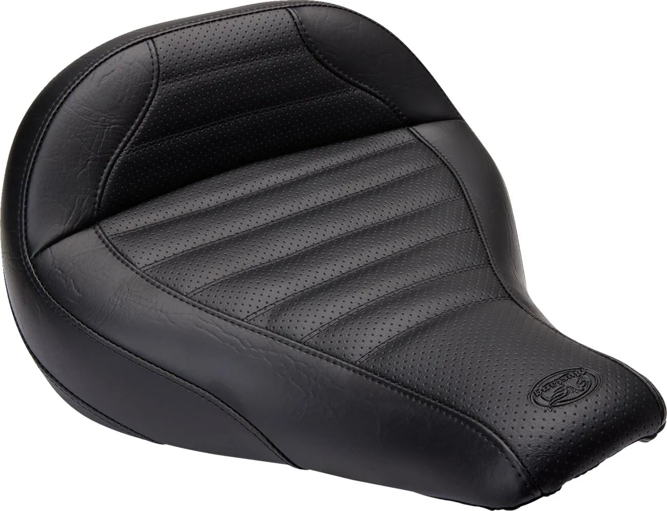 Solo Mustang Touring Seat - Black Vinyl - For Harley Davidson