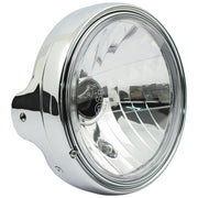 MCS LTD style 7" H4 headlamp - side mount - Clear lens - Chrome