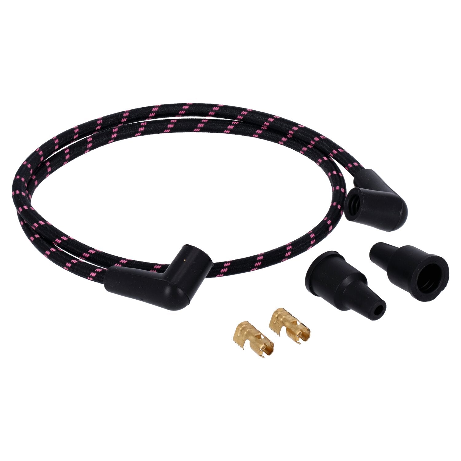 MCS Universal 40" spark plug wire set - Cotton cloth pink/black