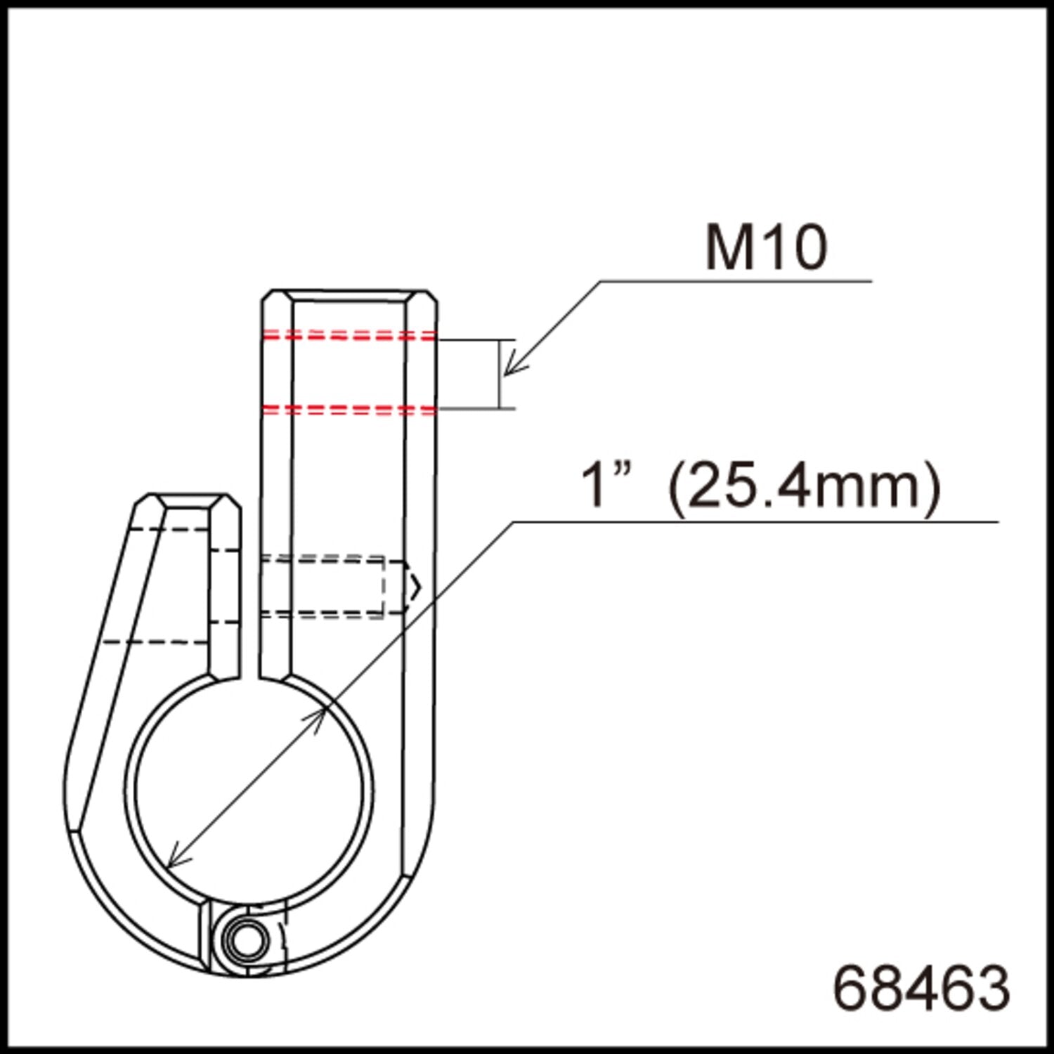 Daytona universal bracket - Front-mount - 1" ID - M10 thread