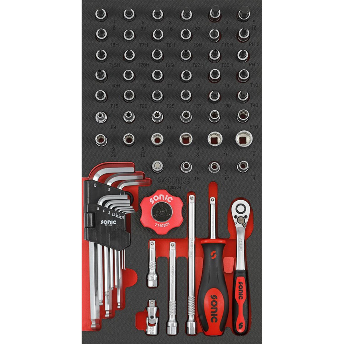 Sonic 1/4" drive socket set - 61-piece - US / SAE sizes