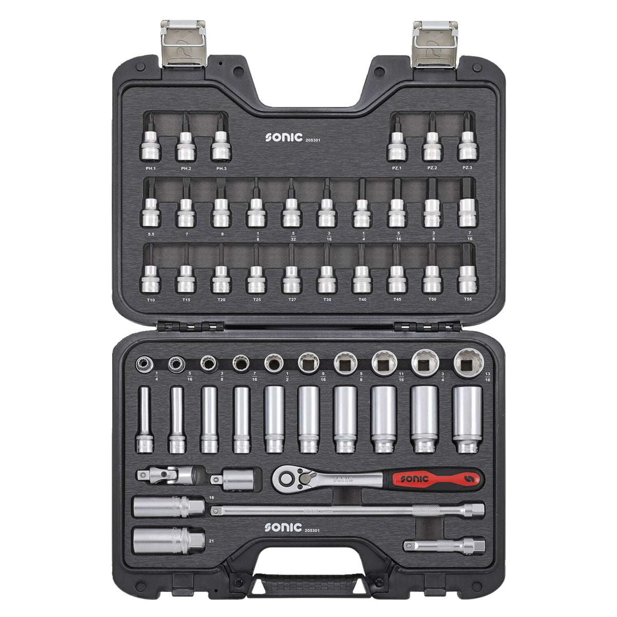 Sonic combination socket set 3/8'' 53-piece - US/SAE sizes
