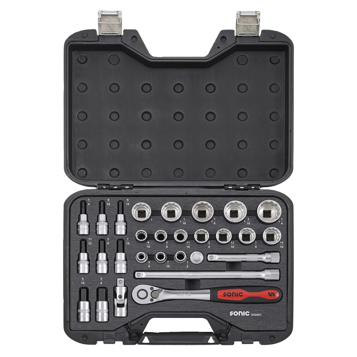 Sonic combination socket set 1/2'' 28-piece - US/SAE sizes