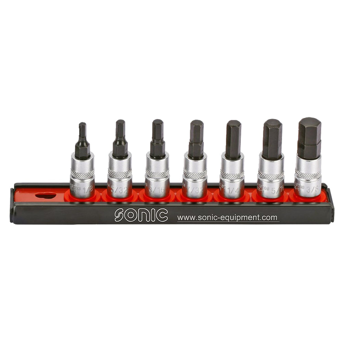 Sonic bit socket rail 1/4" 7-piece - US/SAE
