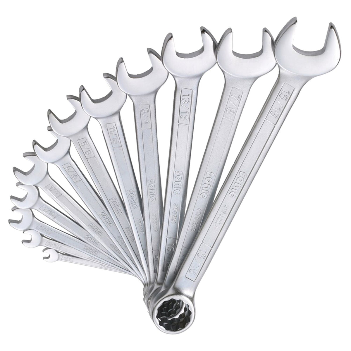 Sonic open/box end wrench set - 12-piece - US/SAE