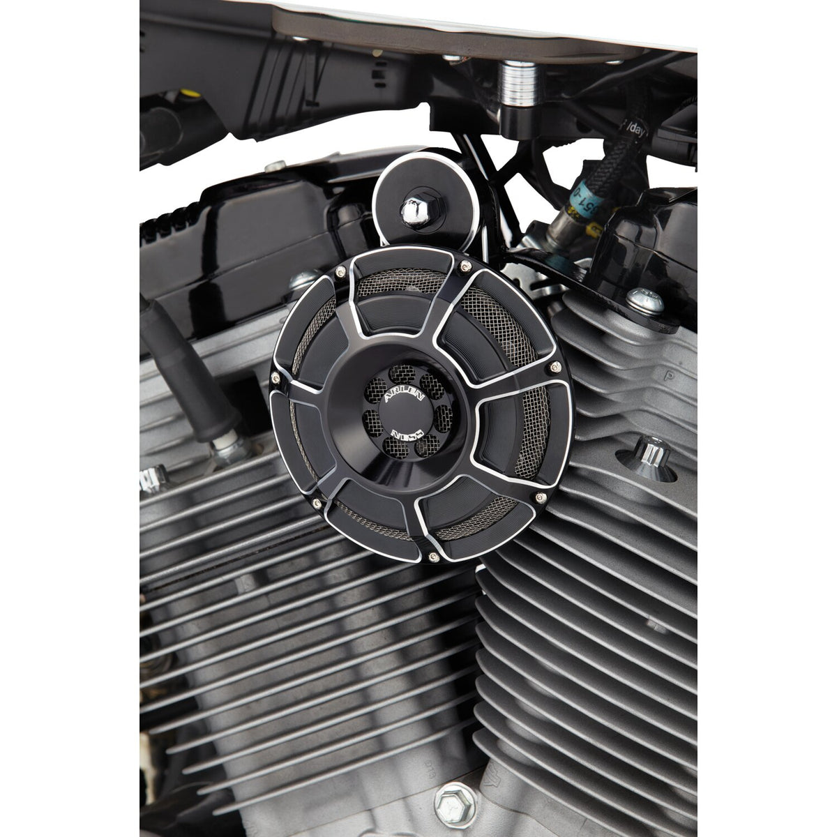 Arlen Ness billet horn kit Beveled - Black CC