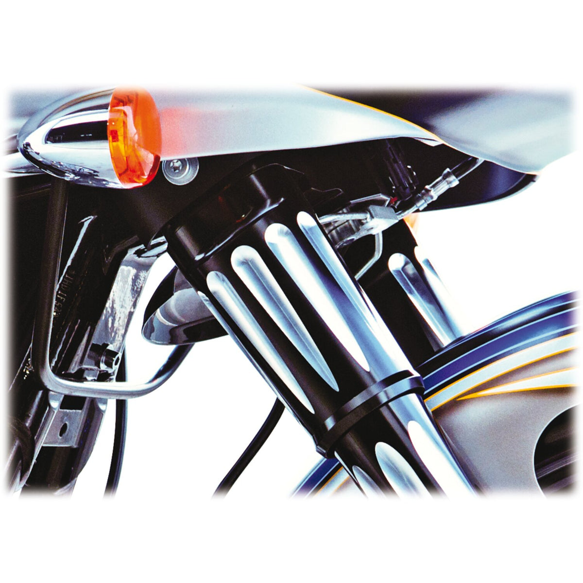 Arlen Ness Deep Cut fork boots - Black contrast machined