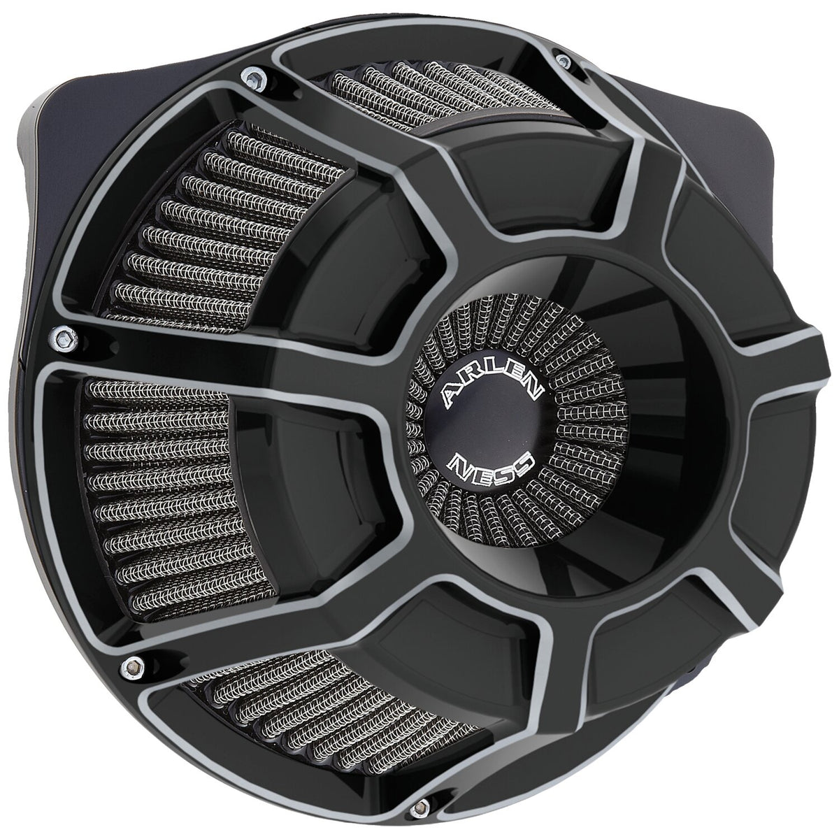 Arlen Ness inverted air cleaner kit 'Beveled' - Black CC