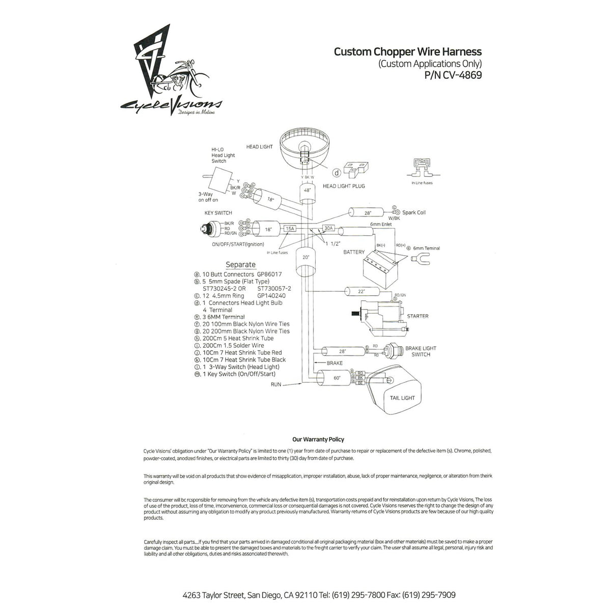 Cycle Visions chopper wiring harness kit