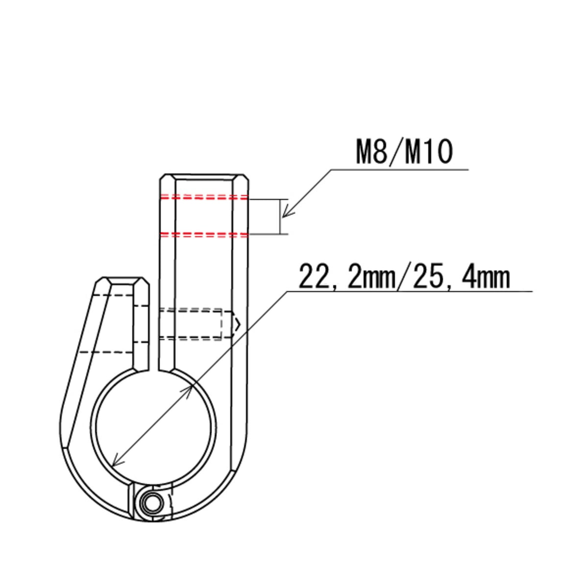 Daytona universal bracket - Front-mount - 7/8" ID - M8 thread