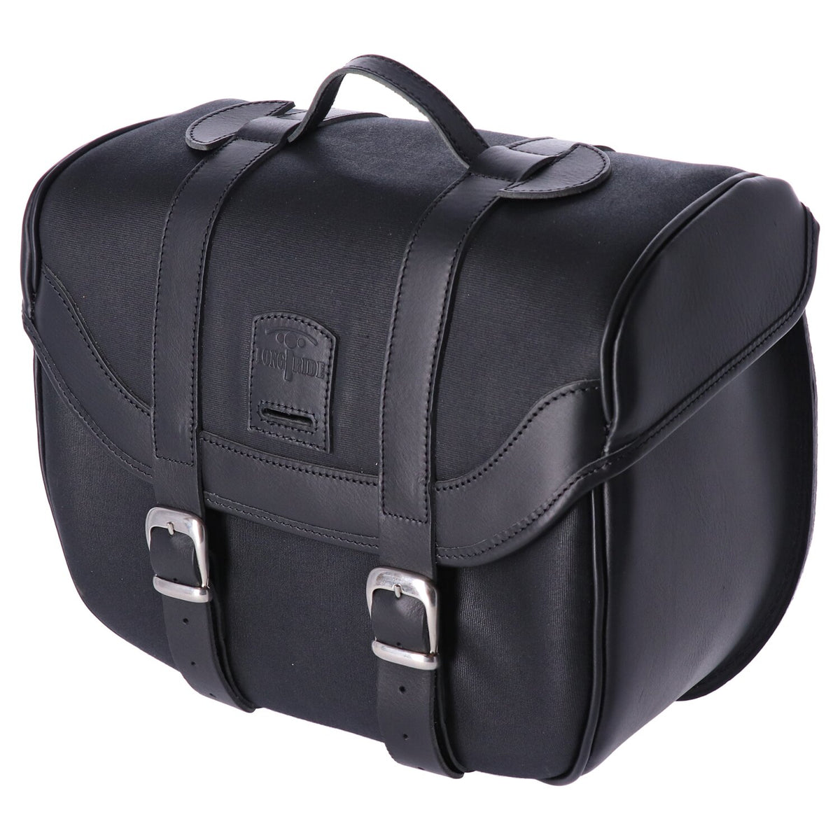 Longride click-on Retro saddlebag waxed cotton - Black