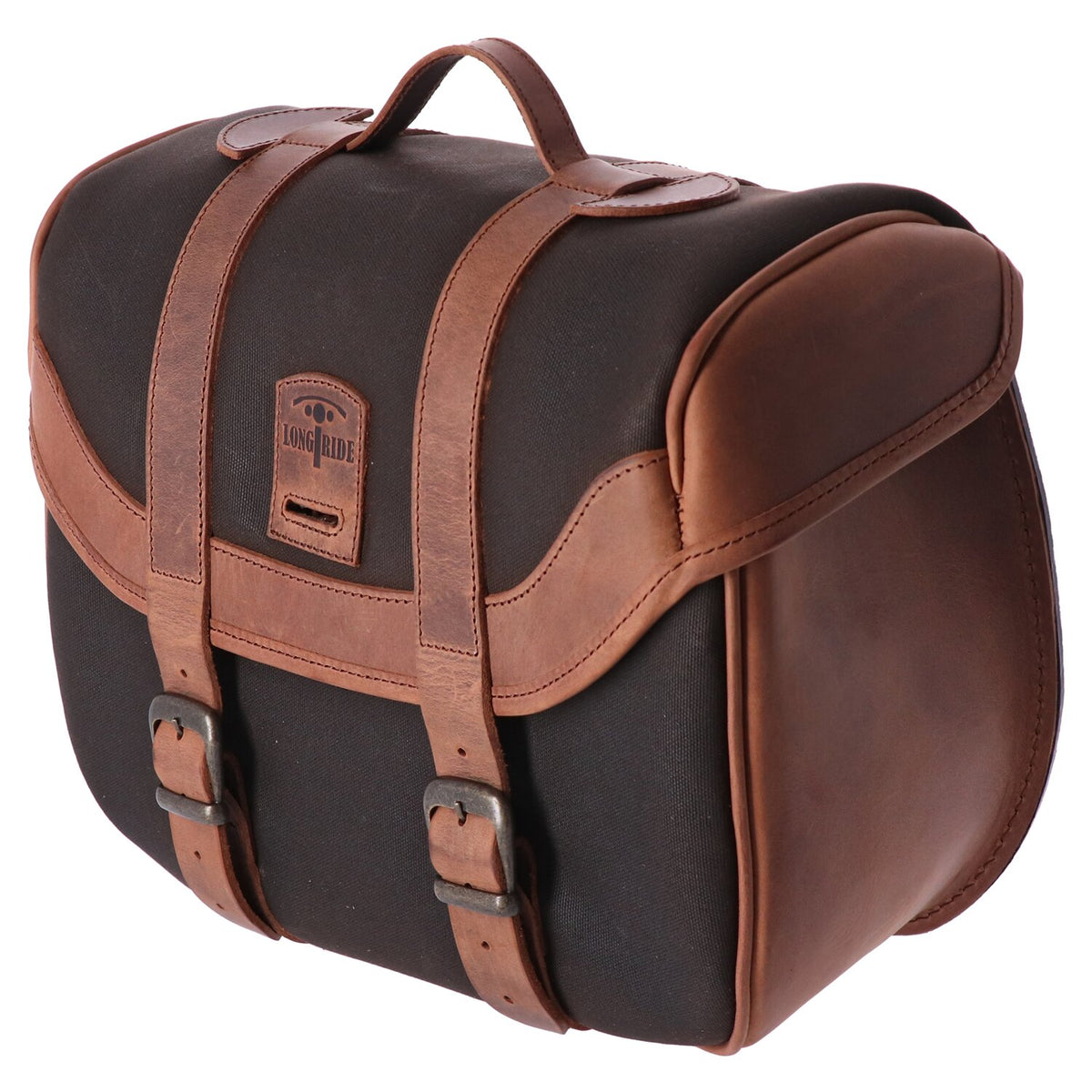 Longride click-on Retro saddlebag waxed cotton - Khaki