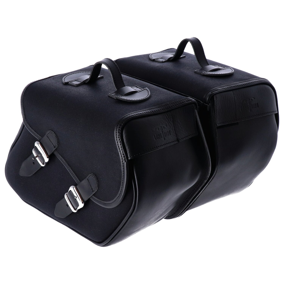 Longride Heritage waxed cotton saddlebags - Black