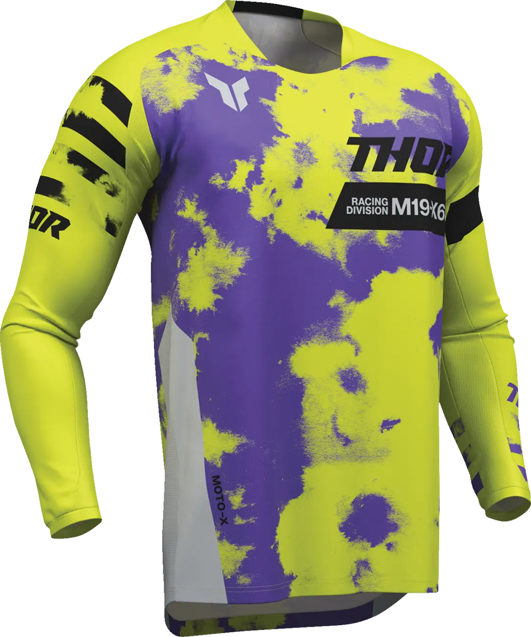 Thor Launchmode Bleach Motocross Jersey - Black/Gray/Purple/Acid
