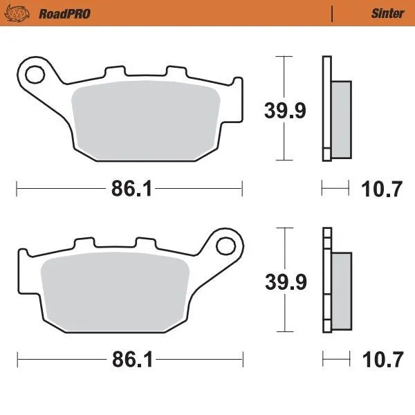Moto-Master Roadpro Sinter Bremsbelag Hinten - Hinten