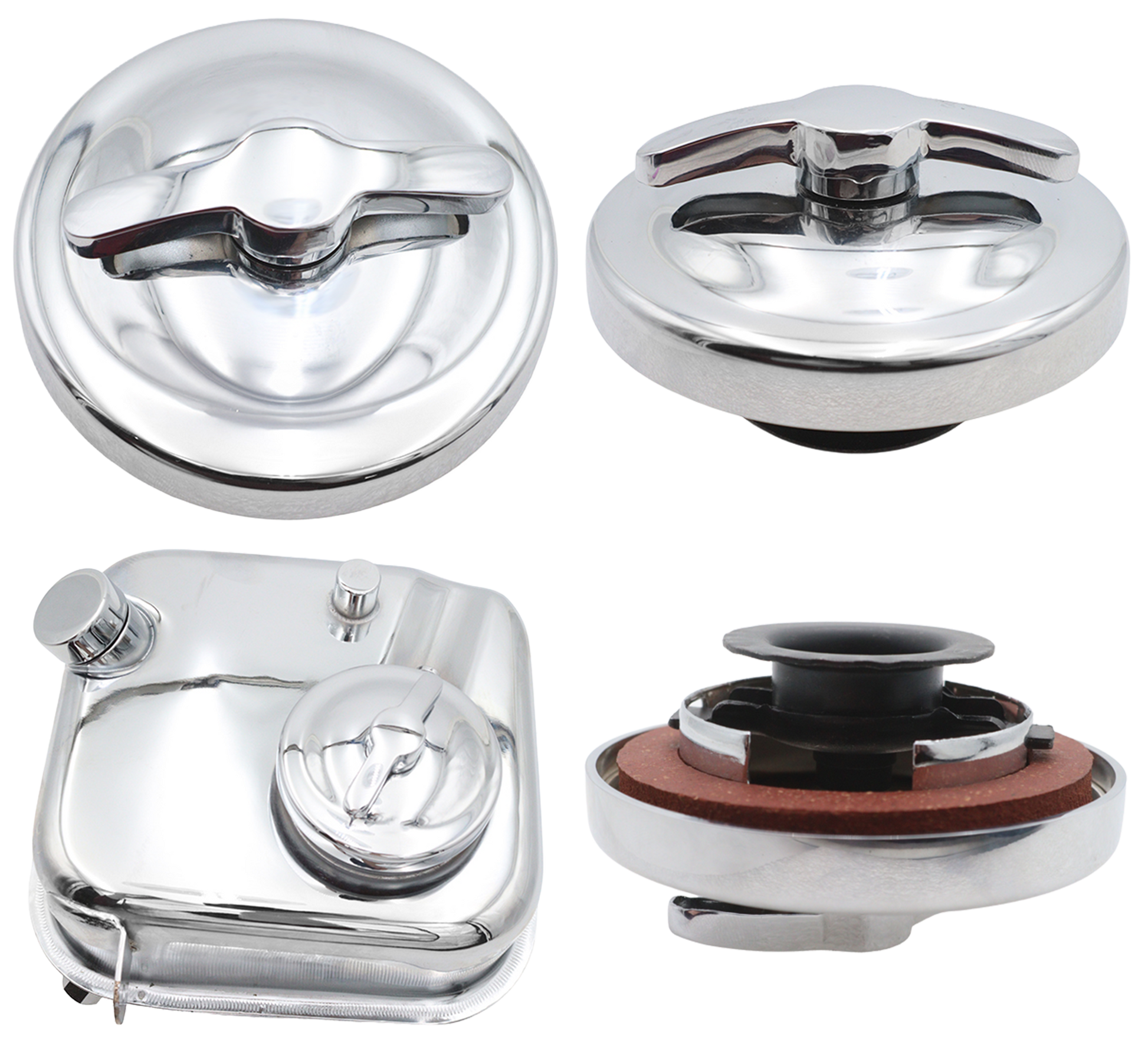 V-Twin Chrome Oil Tank Cap Assembly – Gas- & Oil Tank