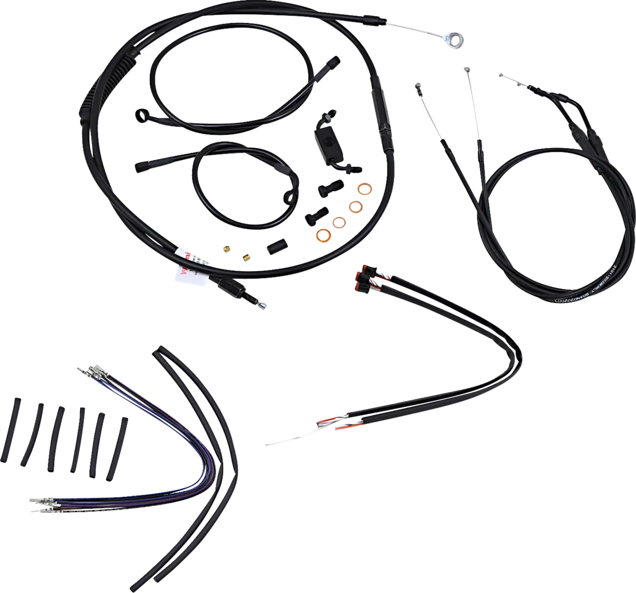 BURLY BRAND Black Vinyl Handlebar Cable/Line Kit for Ape Hangers