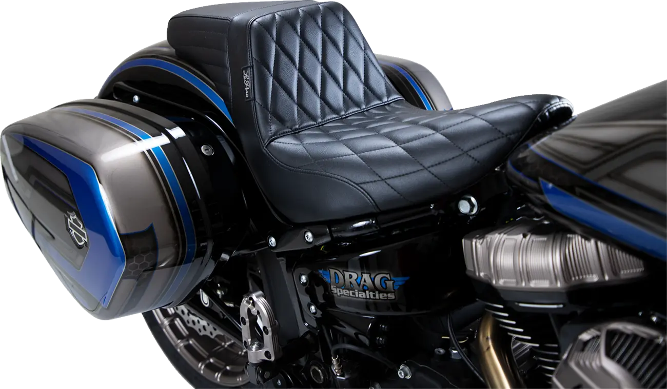 Le Pera Kickflip Seat - Black Diamond Stitch - For Harley Davidson