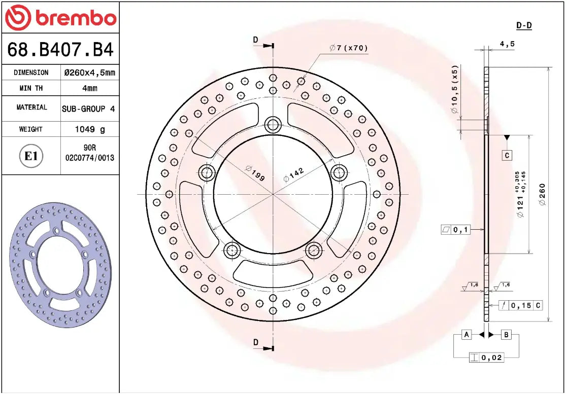 Brembo Serie Oro Prime Line Fixed Brake Rotor - Front