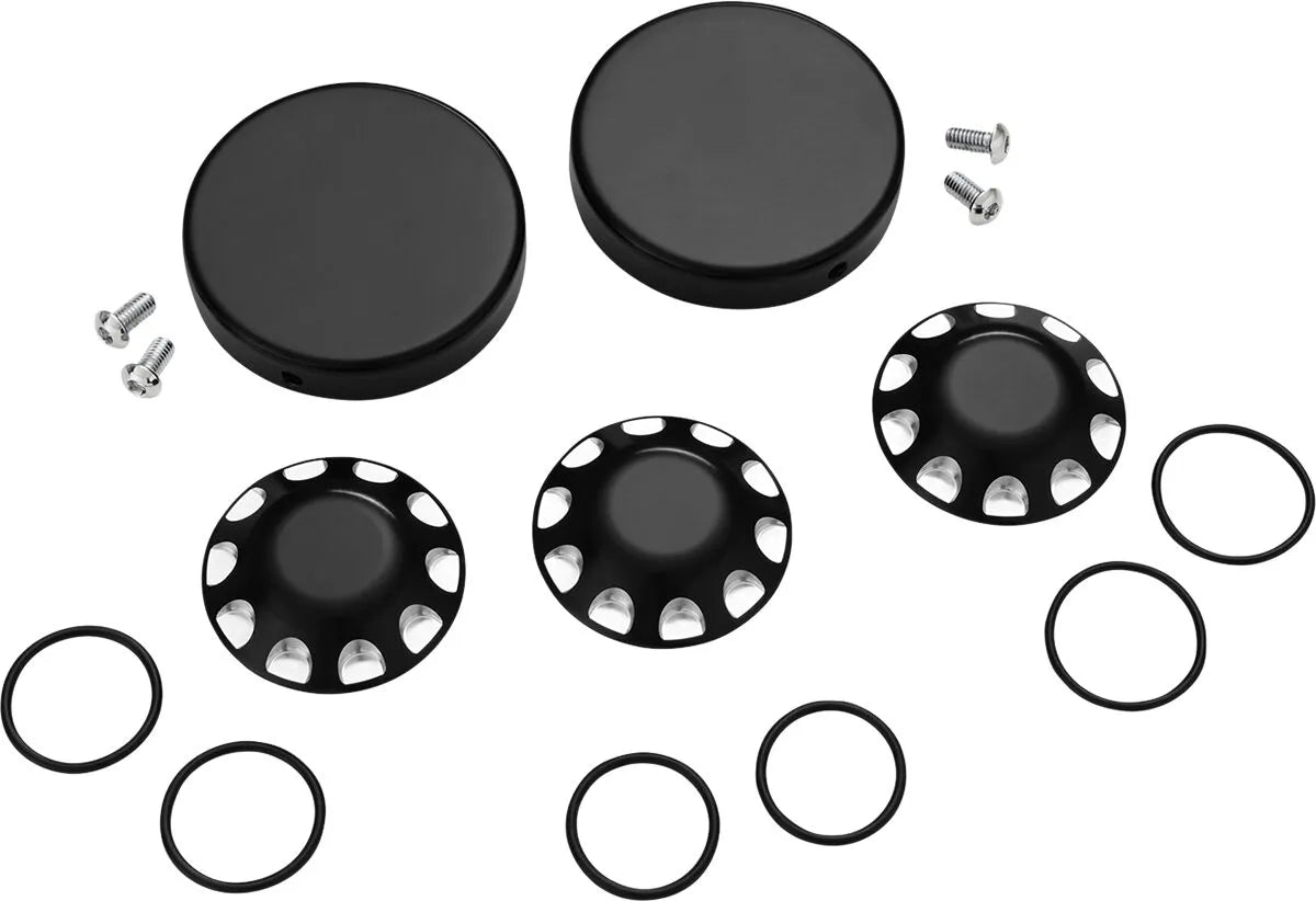 Show Chrome Ryker Axle Caps - Black Aluminum