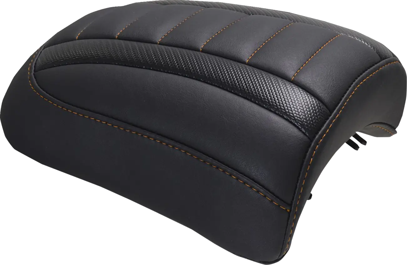 Rear Mustang Padded Passenger Seat Cowl - Black/orange - For Harley Davidson