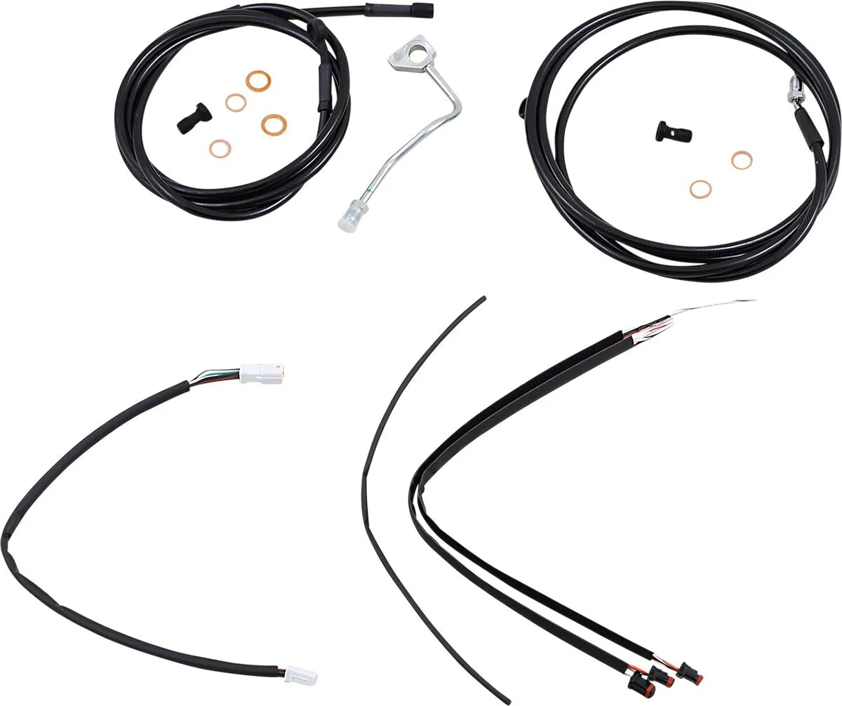 BURLY BRAND Black Vinyl Handlebar Cable/Line Kit for Ape Hangers