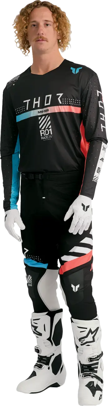 Thor Sportmode Synth Jersey - Black/White/Turquoise/Coral