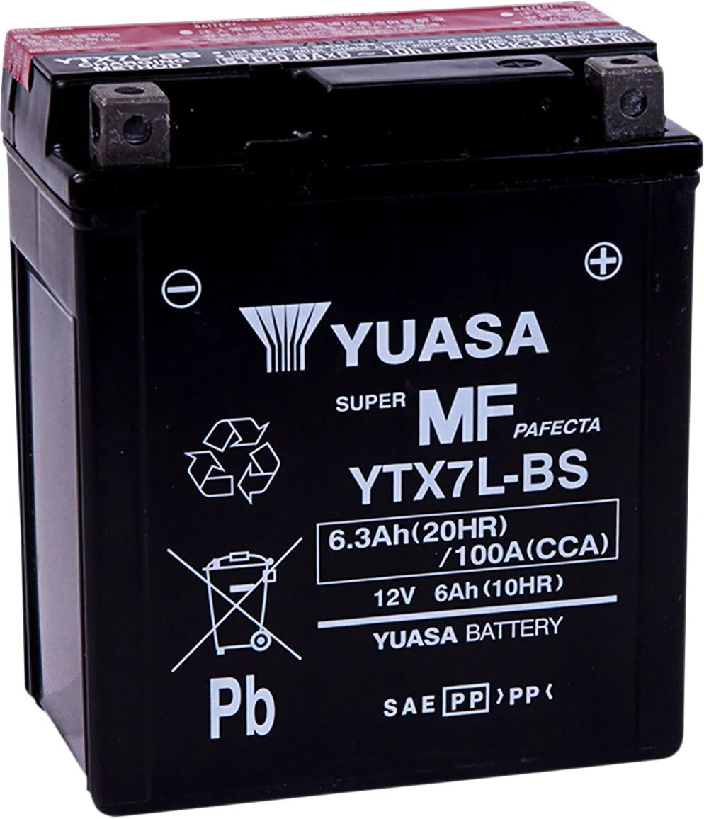 Yuasa YTX7L-BS Black AGM Battery 12V 6Ah for Honda Suzuki