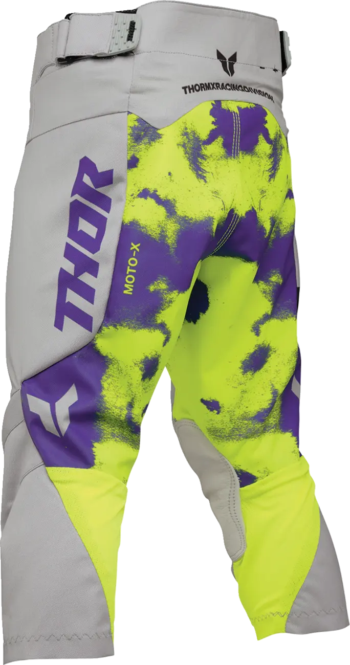 Thor Youth Launchmode Bleach Racewear Pants - Gray/Purple/Acid Yellow