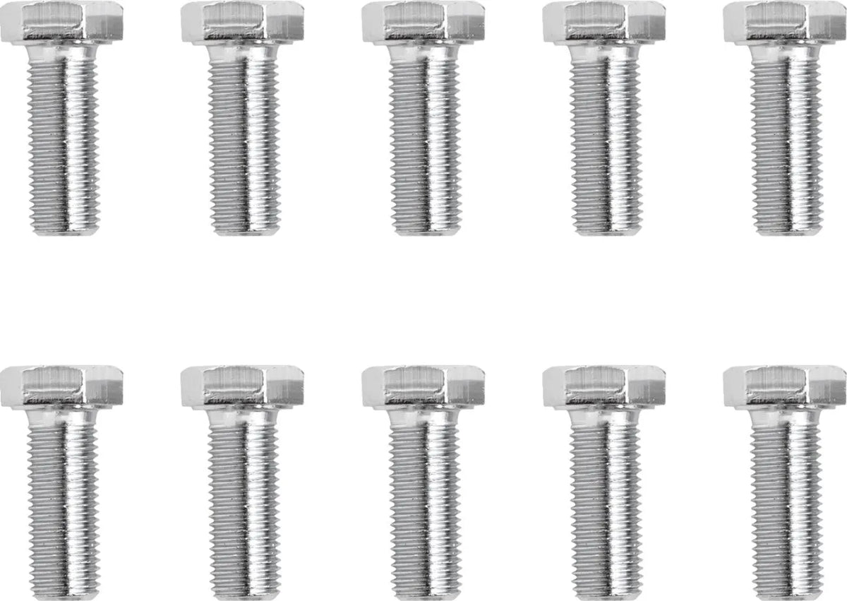 Drag Specialties 3/8-24 x 1" Chrome Fine Thread Hex Head Bolts