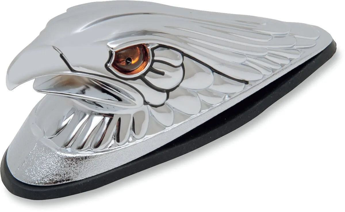 Drag Specialties Eagle Head Large Chrome Lighted Fender Ornament