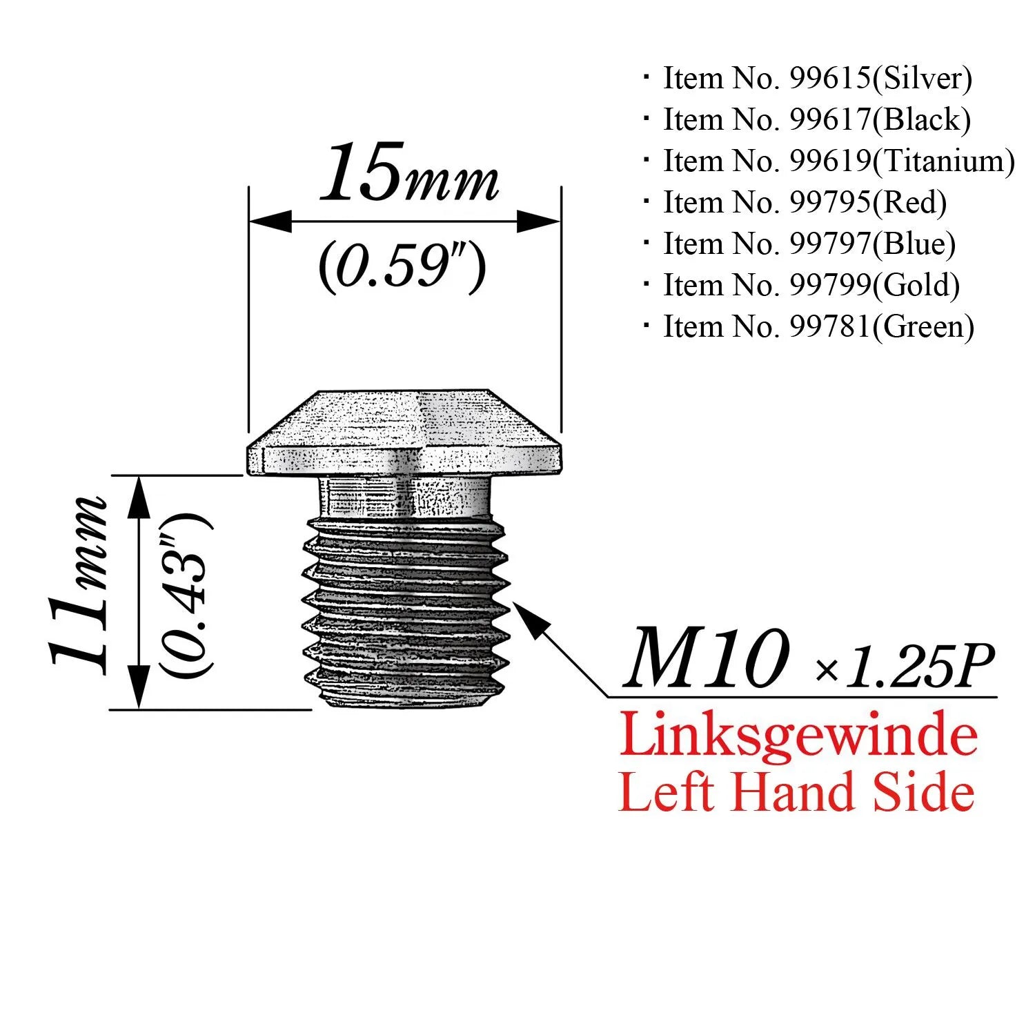 Daytona Mirror Plug Bolt M10 X 1.25 Red