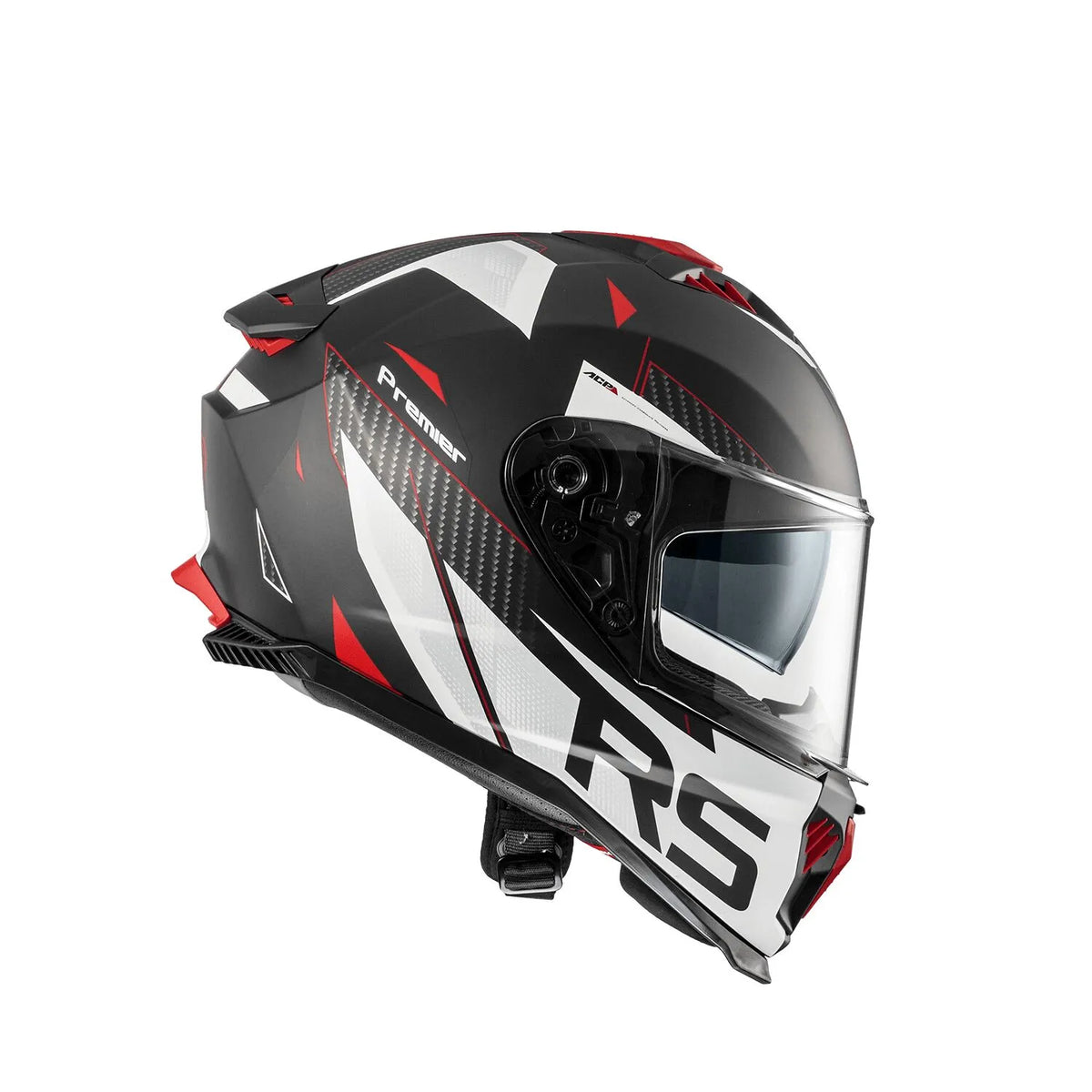 Premier Helmets Typhoon Full Face Helmet Matte Red White Gray