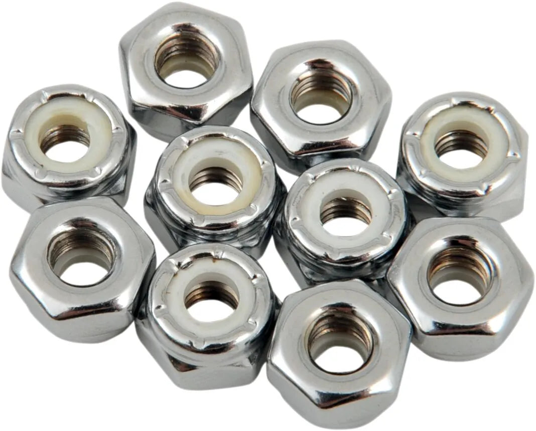 Drag Specialties 10-32 Chrome Nylon Insert Nuts
