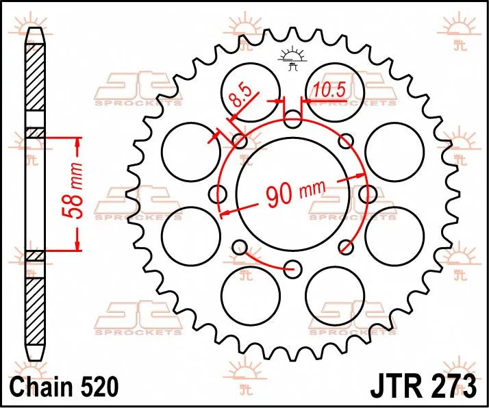 Jt Sprockets Steel Rear Sprocket - 520
