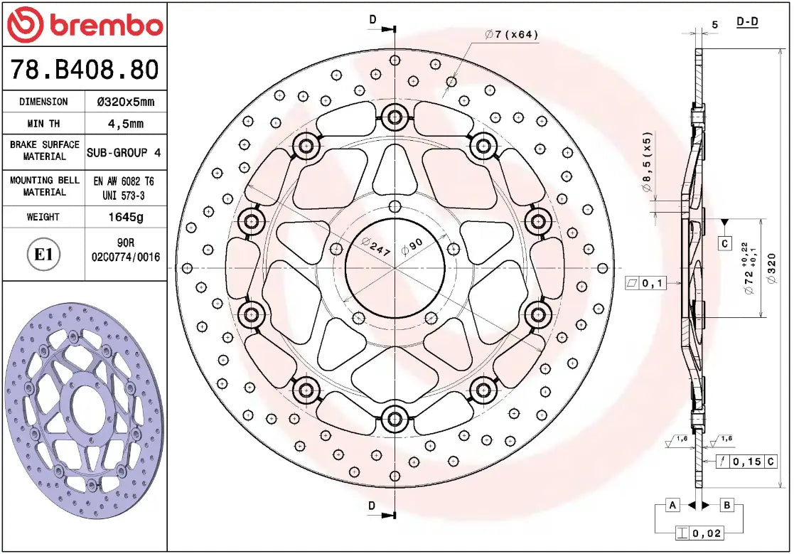 Brembo Serie Oro Prime Line Floating Brake Rotor