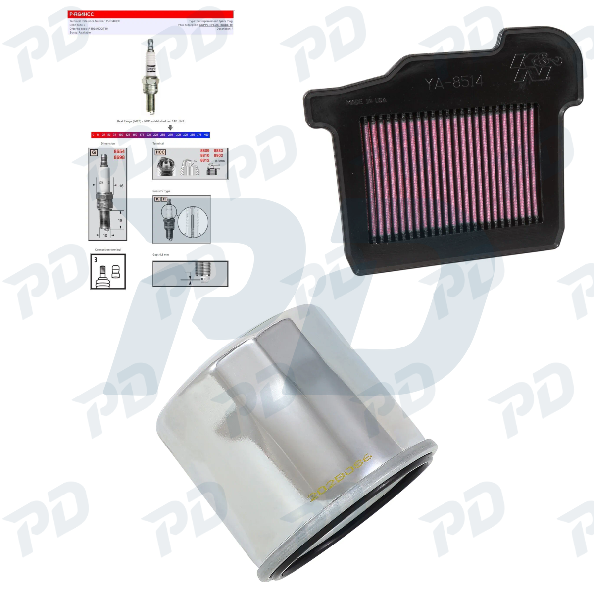 CHAMPION + K & N + HIFLOFILTRO Service Kit with Spark Plugs, Air Filter & Oil Filter for Yamaha MT-09 2014-2020