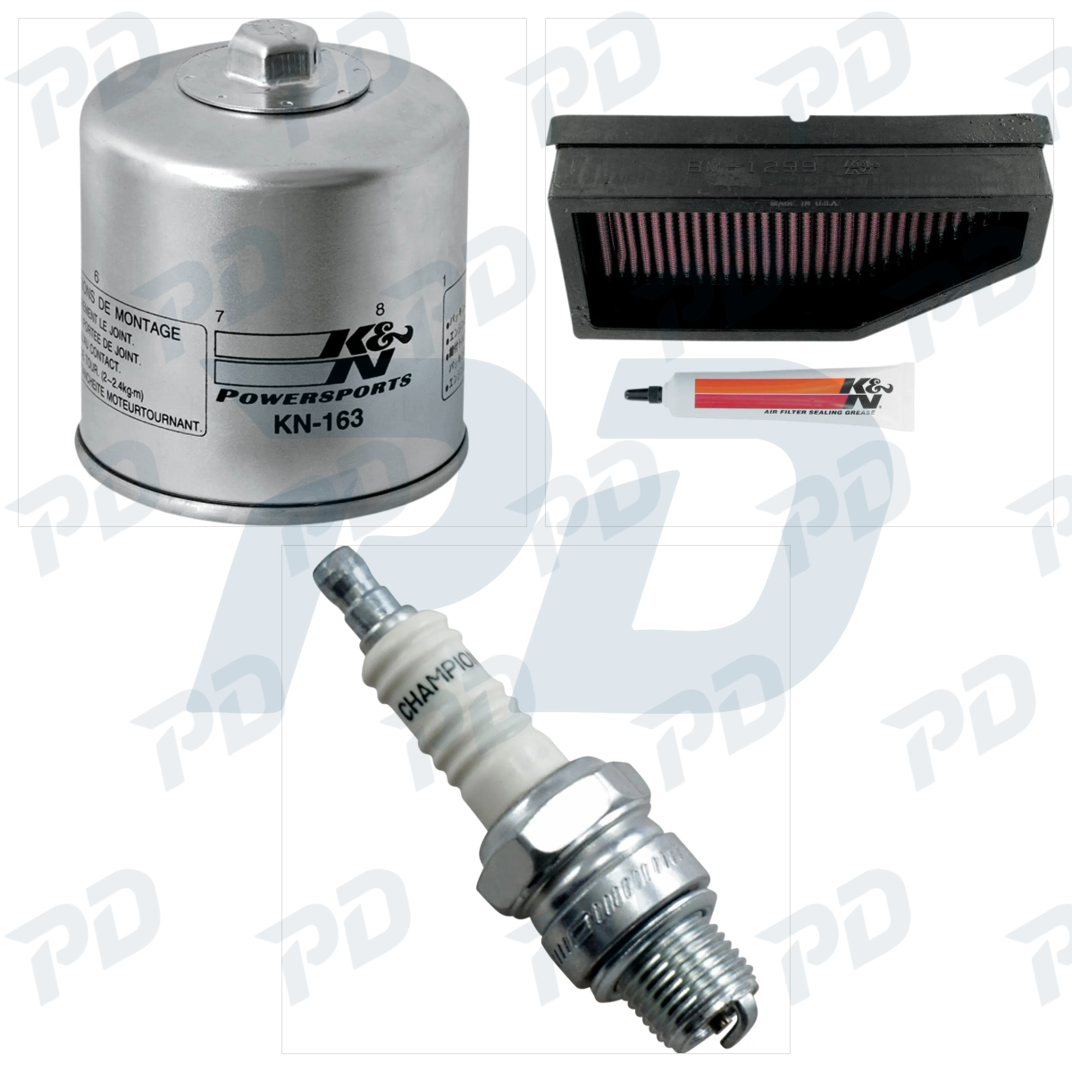 K & N + CHAMPION Service Kit with Oil Filter, Air Filter & Spark Plugs for BMW K 1200 1997-2005
