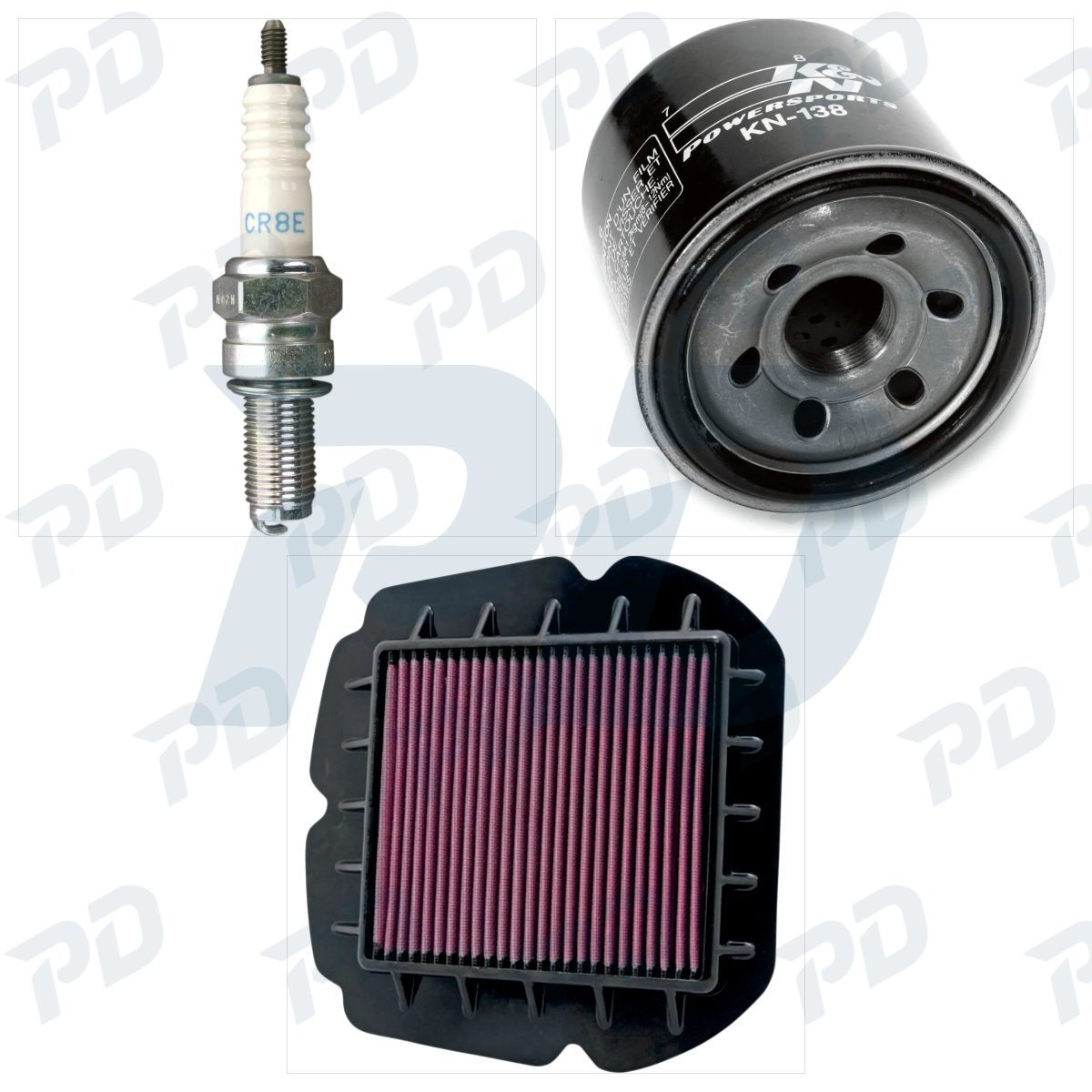 NGK SPARK PLUGS + K & N Service Kit with Spark Plugs, Oil Filter & Air Filter for Suzuki SV 650 1999-2016