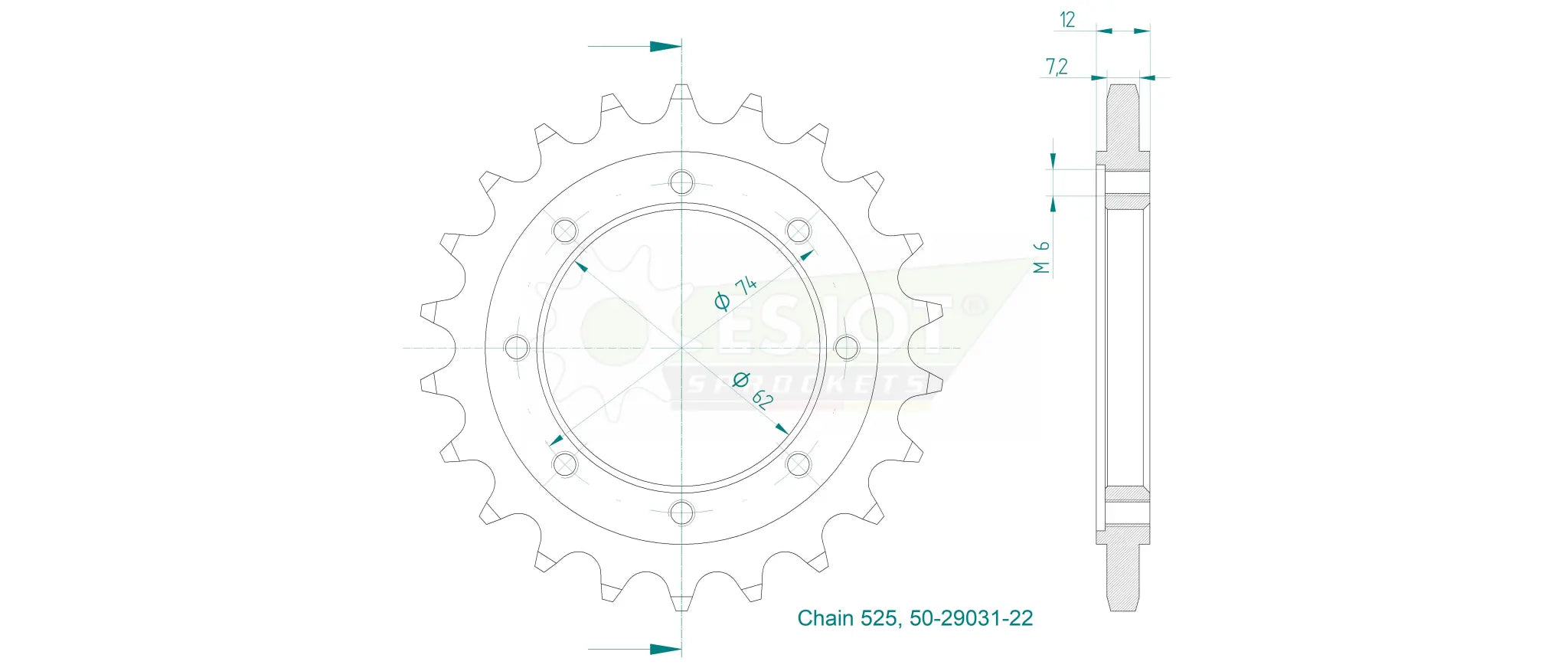 Esjot 525 Front Sprocket - High-performance Steel
