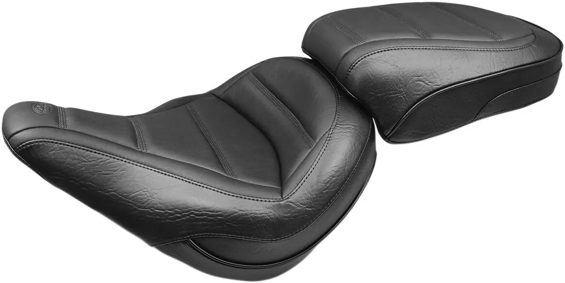 Solo Mustang Touring Seat - Black Vinyl - For Harley Davidson