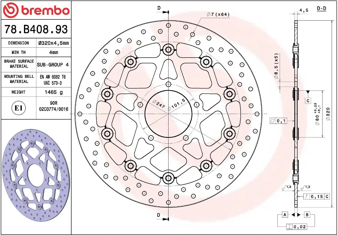 Brembo Serie Oro Prime Line Floating Brake Rotor - Front