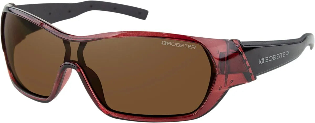 Bobster Aria Sunglasses Clear Burgundy with Brown Lens