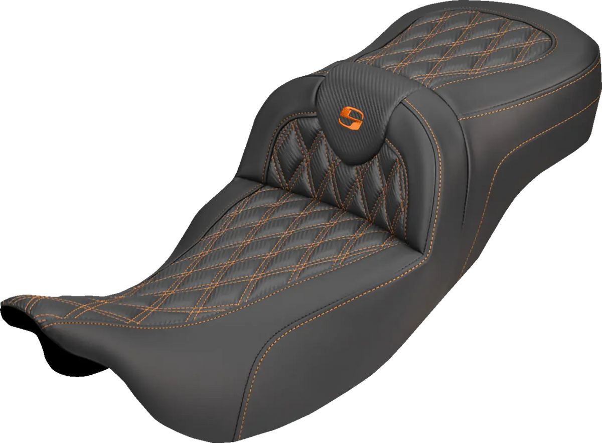 Saddlemen Roadsofa Carbon Fiber Extended Reach Seat Orange Stitch