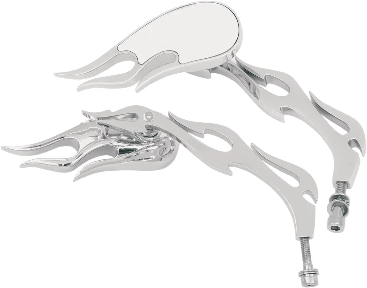 Drag Specialties Flame Style Die-cast Mirrors