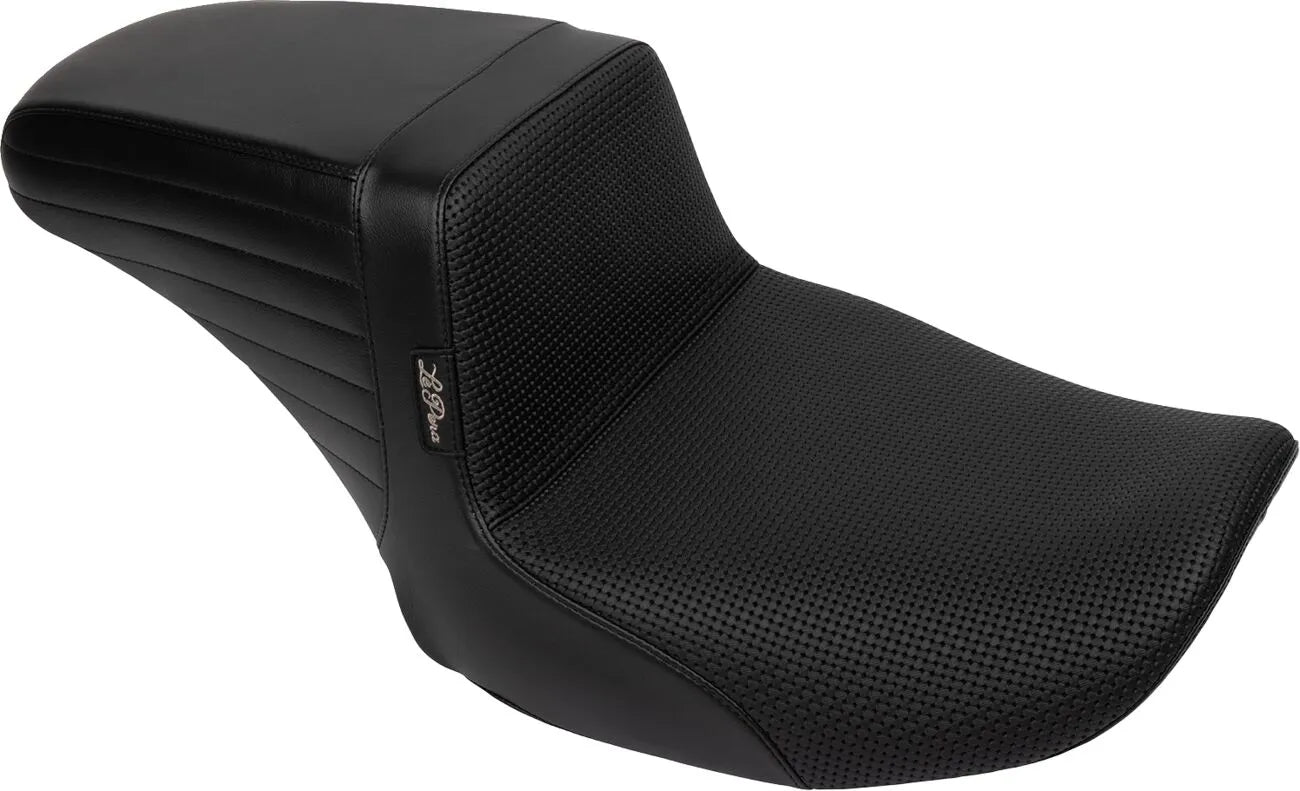 Le Pera Kickflip Seat - Black Vinyl, Basketweave - For Harley Davidson