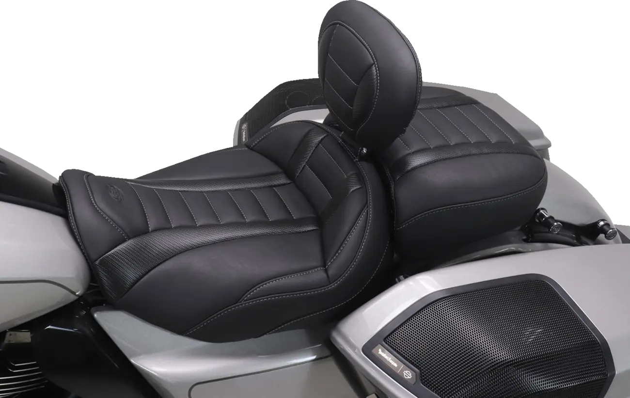 Mustang Wide Deluxe Touring Passenger Seat - For Harley Davidson