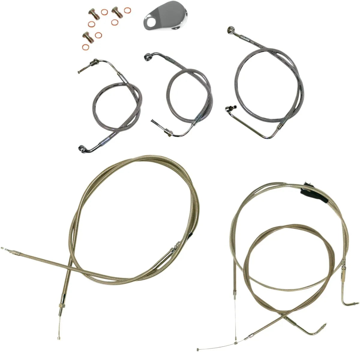 LA Choppers Standard Stainless Braided Cable/Brake Line Kit